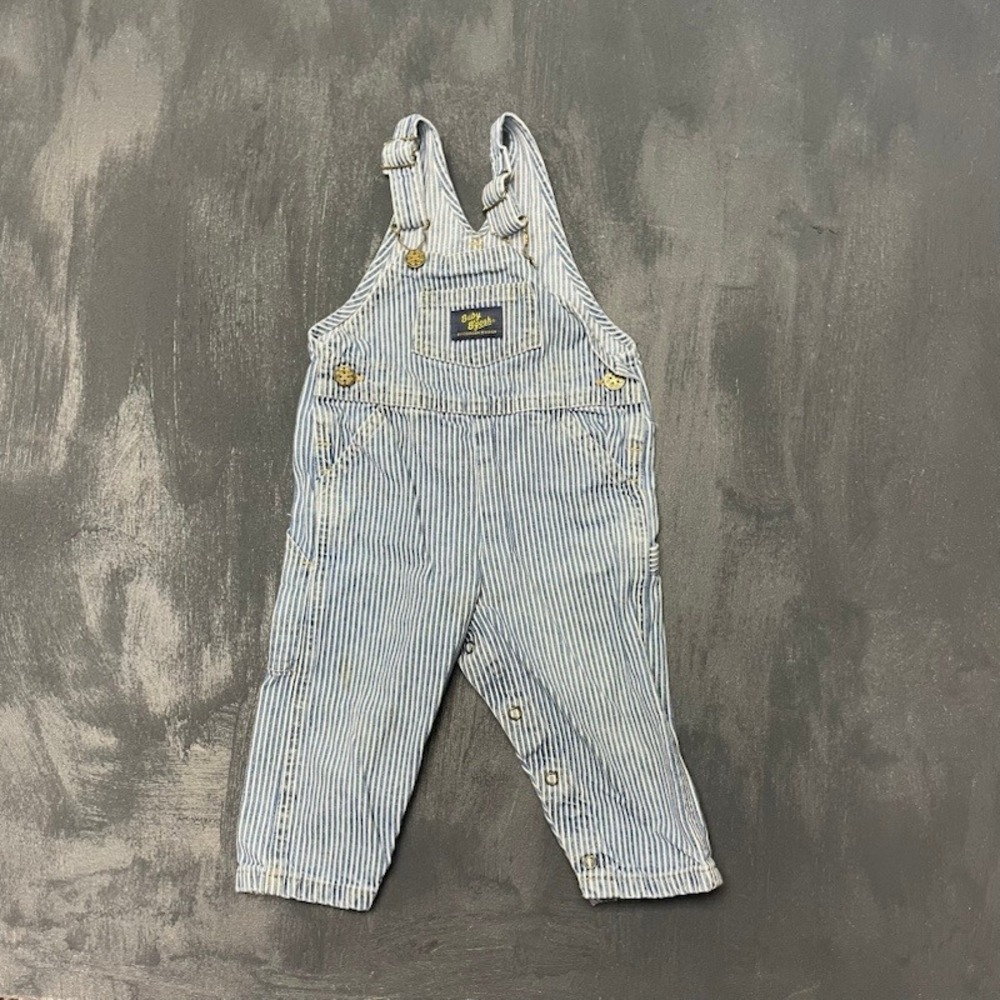 Vintage Overalls 18M Blue Hickory Stripe Good Cotton Baby OshKosh B'Gosh